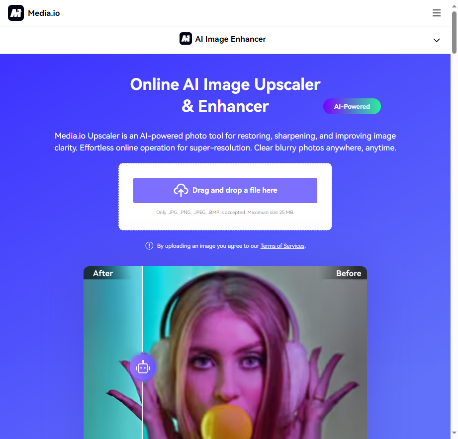 Media.io AI Image Upscaler
